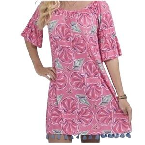 Simply Southern Shells Print Dress Pink